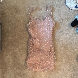 Pink Polka Dot Ruffled Dress